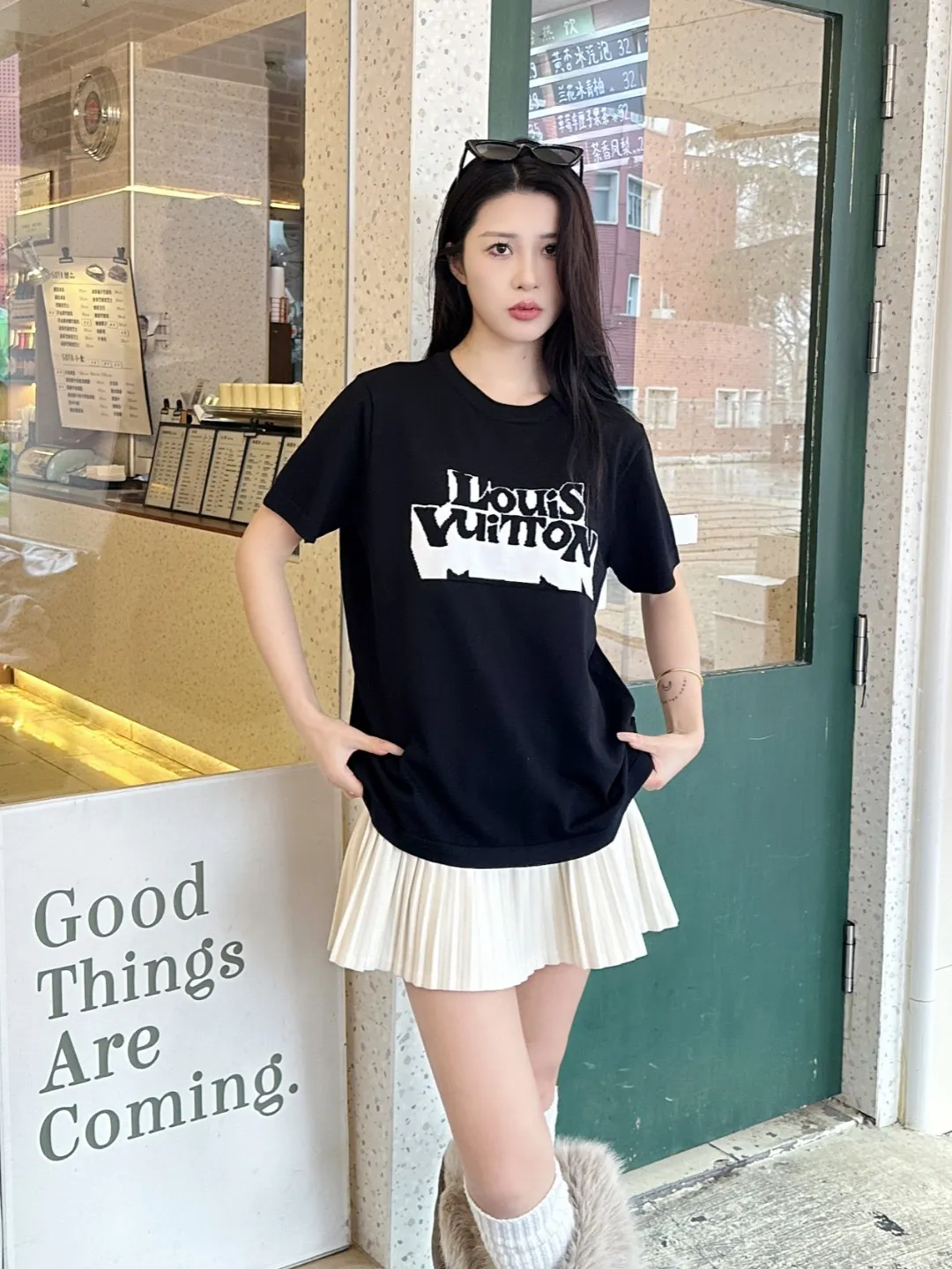 Louis Vuitton/Louis Vuitton letter ghost jacquard knitted short sleeves